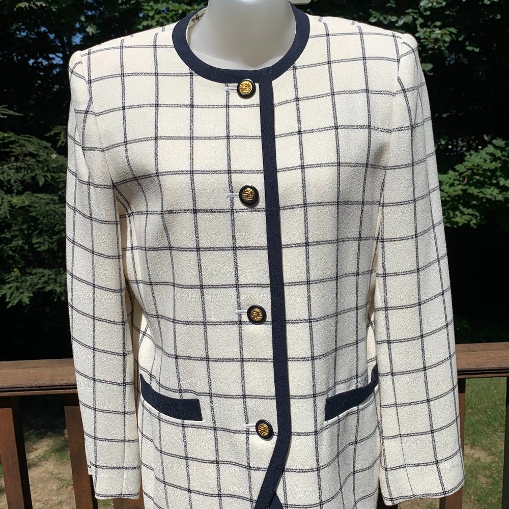 Off-White and Black Blazer by Kasper for A.S.L.